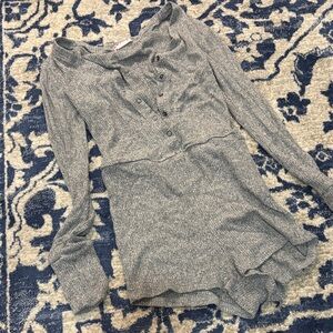 Altar'd State Gray Ribbed Long Sleeve Romper